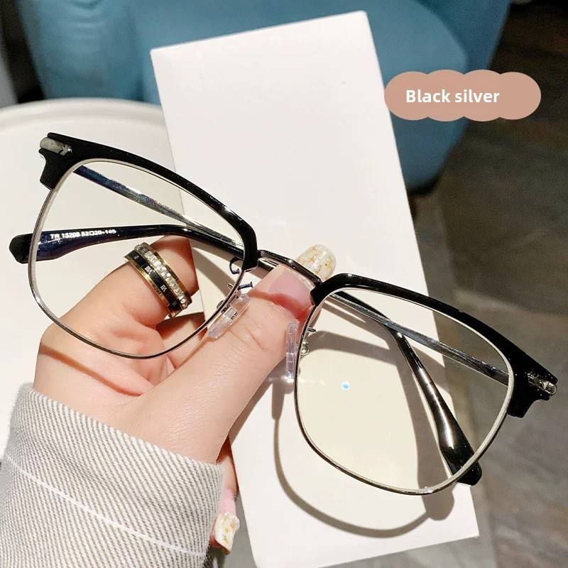 High-End Retro Men's Eyeglasses Frames New Style Plain High-Definition Anti-Blue Light Myopia Glasses High-End Frame Frame Custom Eyewear