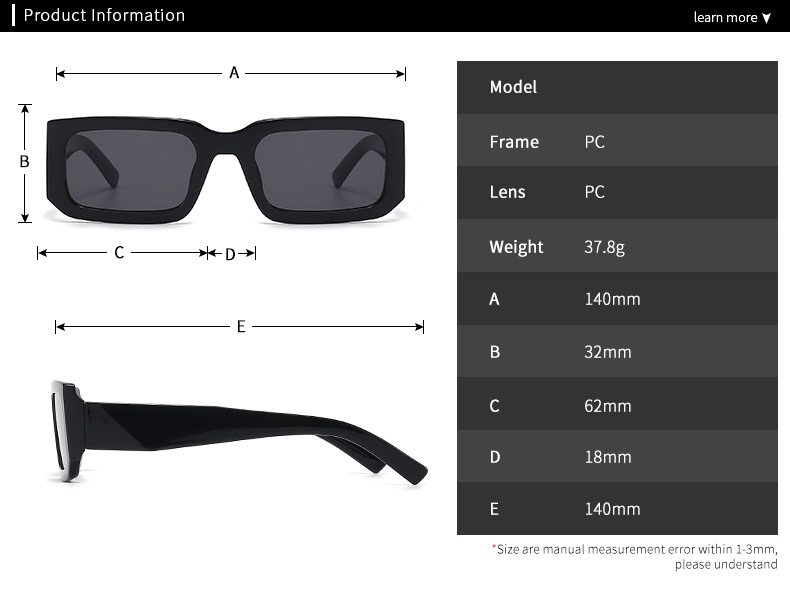 Brown, White, Tawny, Black, leopard PC Men'S Uv400 Retro Men Vintage Black Lens Sun Glasses Men Black Rectangle Shades 2025 Fashion Sunglasses - Details 1