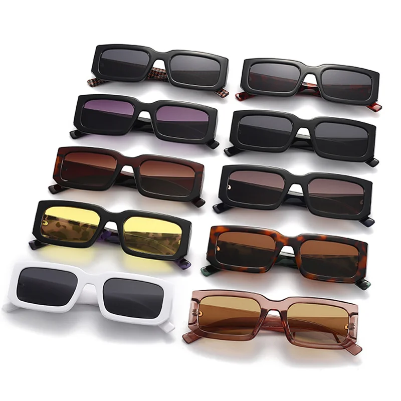Brown, White, Tawny, Black, leopard PC Men'S Uv400 Retro Men Vintage Black Lens Sun Glasses Men Black Rectangle Shades 2025 Fashion Sunglasses - Details 2