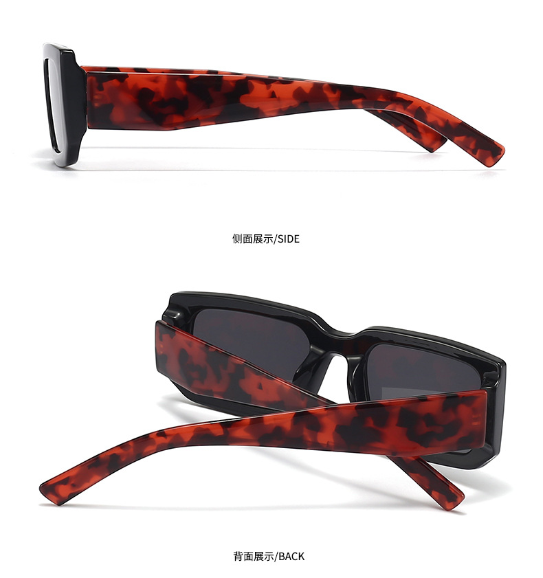 Brown, White, Tawny, Black, leopard PC Men'S Uv400 Retro Men Vintage Black Lens Sun Glasses Men Black Rectangle Shades 2025 Fashion Sunglasses - Details 4