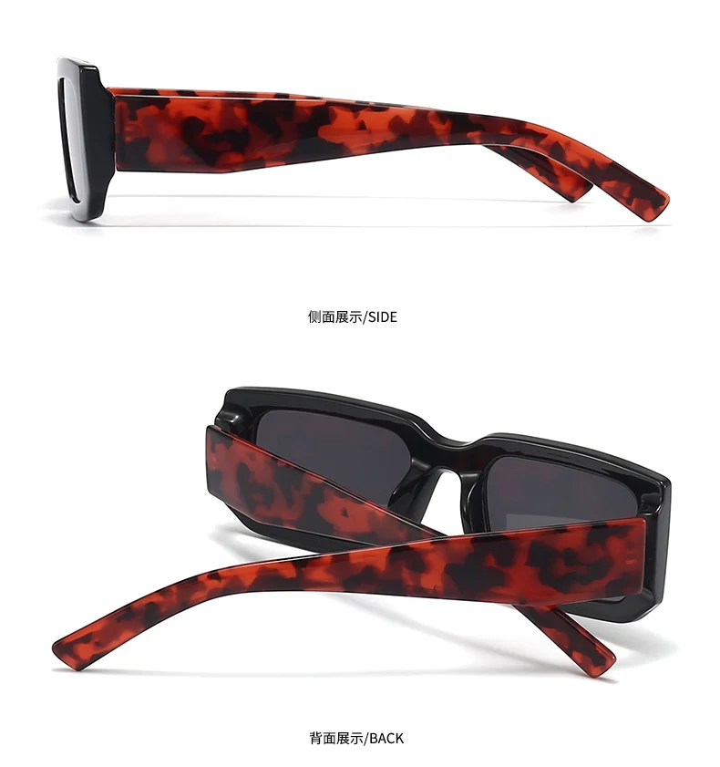 Brown, White, Tawny, Black, leopard PC Men'S Uv400 Retro Men Vintage Black Lens Sun Glasses Men Black Rectangle Shades 2025 Fashion Sunglasses - Details 4