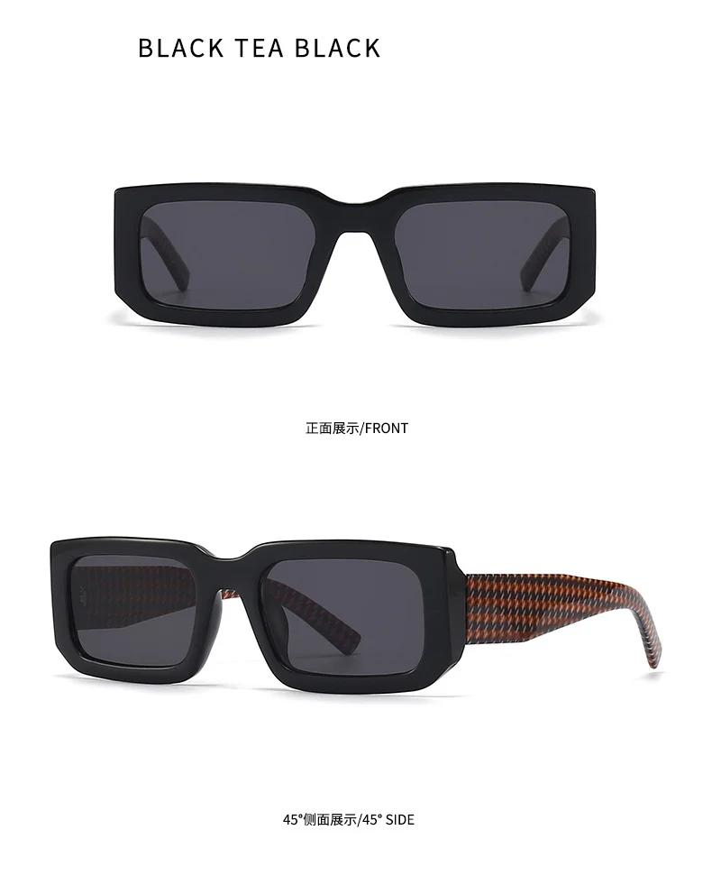 Brown, White, Tawny, Black, leopard PC Men'S Uv400 Retro Men Vintage Black Lens Sun Glasses Men Black Rectangle Shades 2025 Fashion Sunglasses - Details 8
