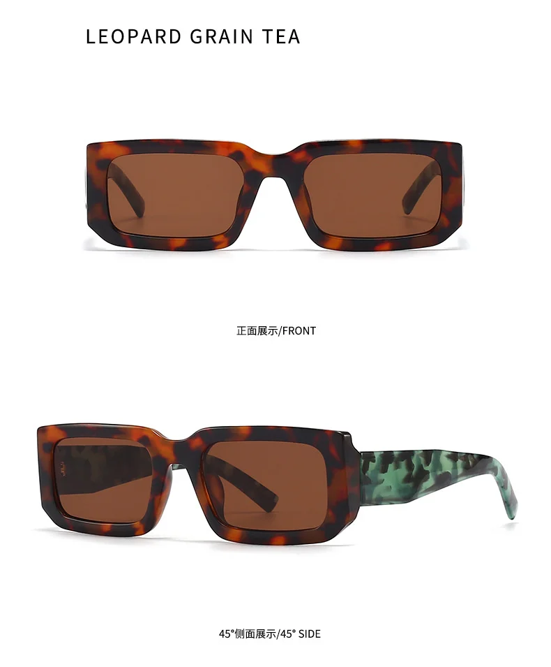 Brown, White, Tawny, Black, leopard PC Men'S Uv400 Retro Men Vintage Black Lens Sun Glasses Men Black Rectangle Shades 2025 Fashion Sunglasses - Details 9