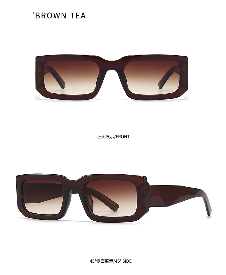 Brown, White, Tawny, Black, leopard PC Men'S Uv400 Retro Men Vintage Black Lens Sun Glasses Men Black Rectangle Shades 2025 Fashion Sunglasses - Details 10
