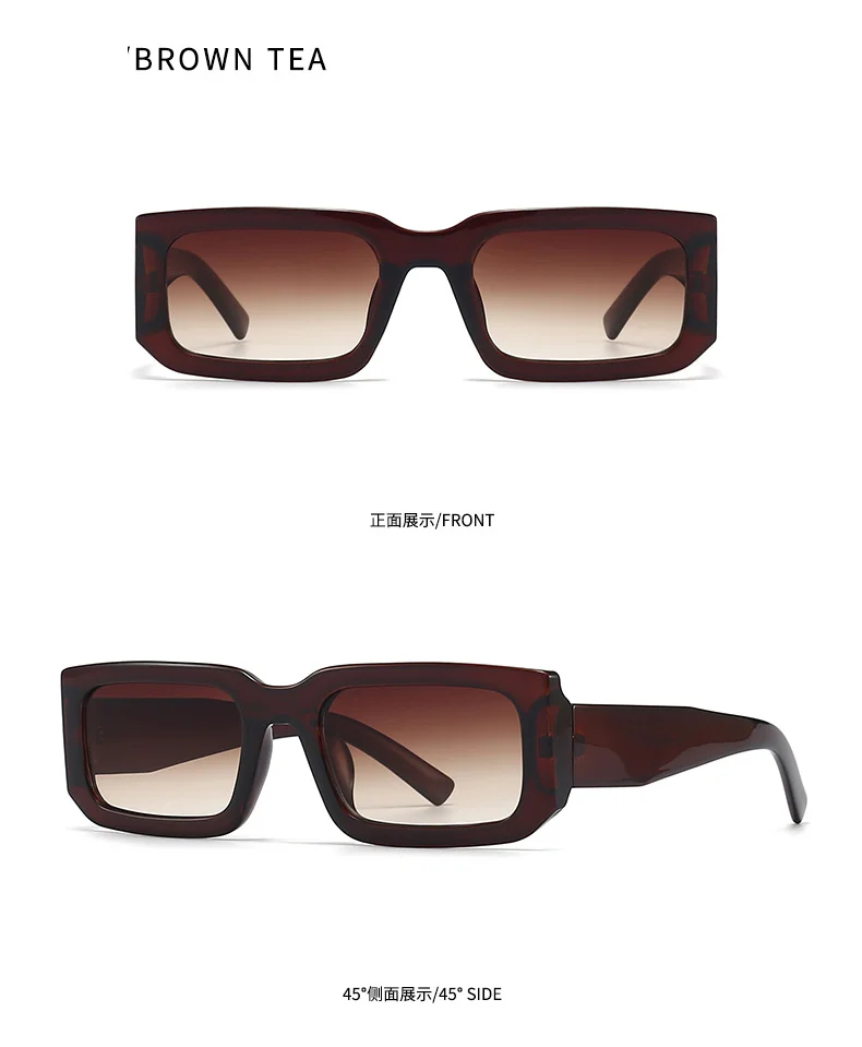 Brown, White, Tawny, Black, leopard PC Men'S Uv400 Retro Men Vintage Black Lens Sun Glasses Men Black Rectangle Shades 2025 Fashion Sunglasses - Details 10