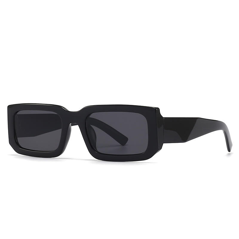 Men'S Uv400 Retro Men Vintage Black Lens Sun Glasses Men Black Rectangle Shades 2025 Fashion Sunglasses
