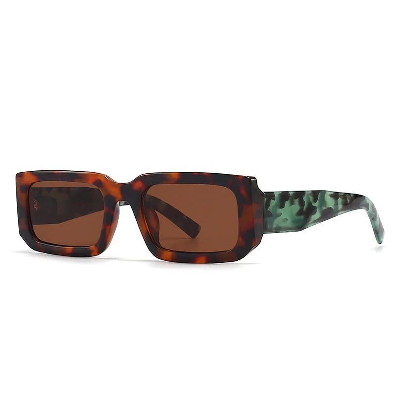 Brown, White, Tawny, Black, leopard PC Men'S Uv400 Retro Men Vintage Black Lens Sun Glasses Men Black Rectangle Shades 2025 Fashion Sunglasses - View 4