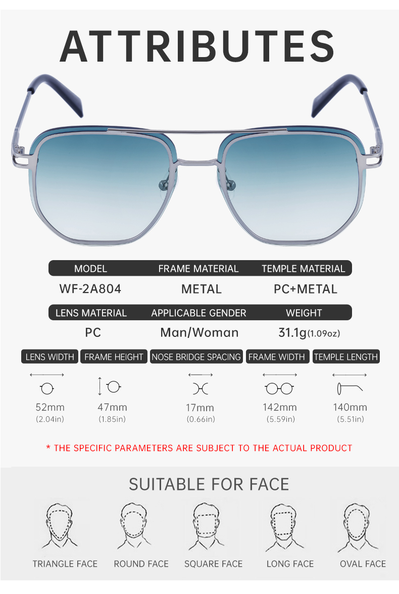 Partagas Wholesale Fashion Trendy Designer Metal Square Frame Double Bridge UV400 Shades Sun Glasses Sunglasses for Men Details and Specifications