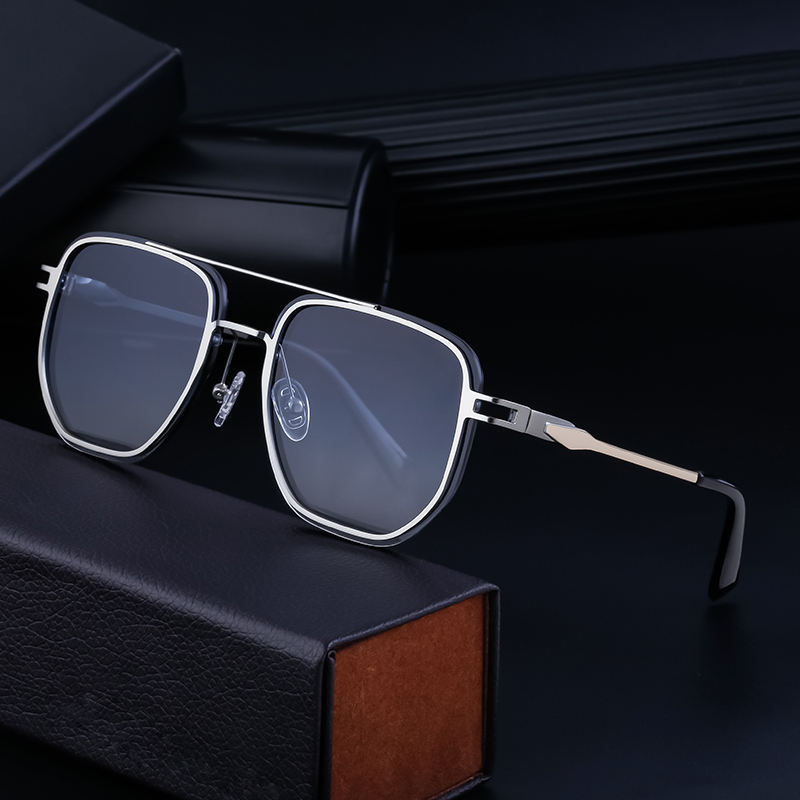 Partagas Wholesale Fashion Trendy Designer Metal Square Frame Double Bridge UV400 Shades Sun Glasses Sunglasses for Men Custom Eyewear