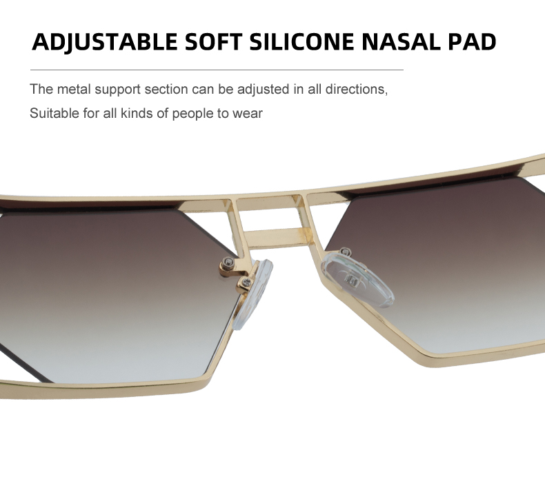 metal Custom Logo Rectangle Metal Frame Polygonal Lens UV400 Shades Sun Glasses Sunglasses for Women Men - Details 4