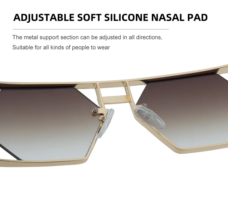  metal Custom Logo Rectangle Metal Frame Polygonal Lens UV400 Shades Sun Glasses Sunglasses for Women Men - Details 4