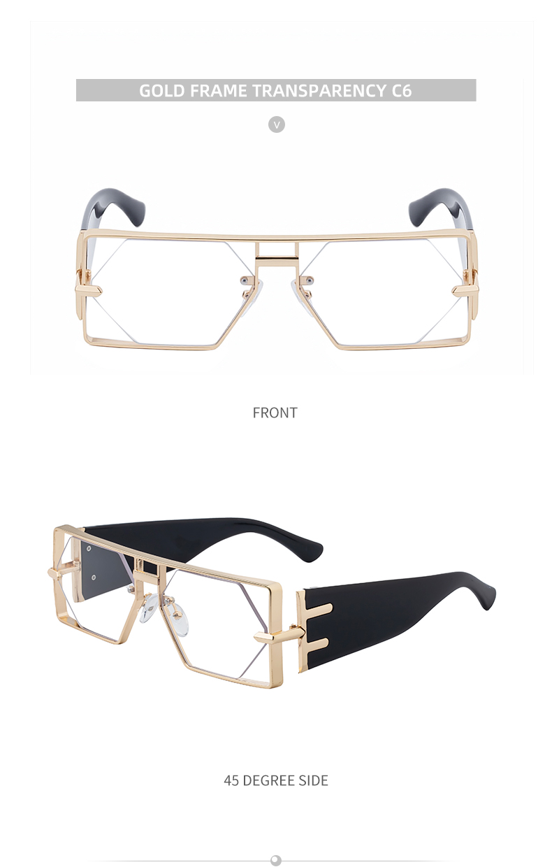 metal Custom Logo Rectangle Metal Frame Polygonal Lens UV400 Shades Sun Glasses Sunglasses for Women Men - Details 13
