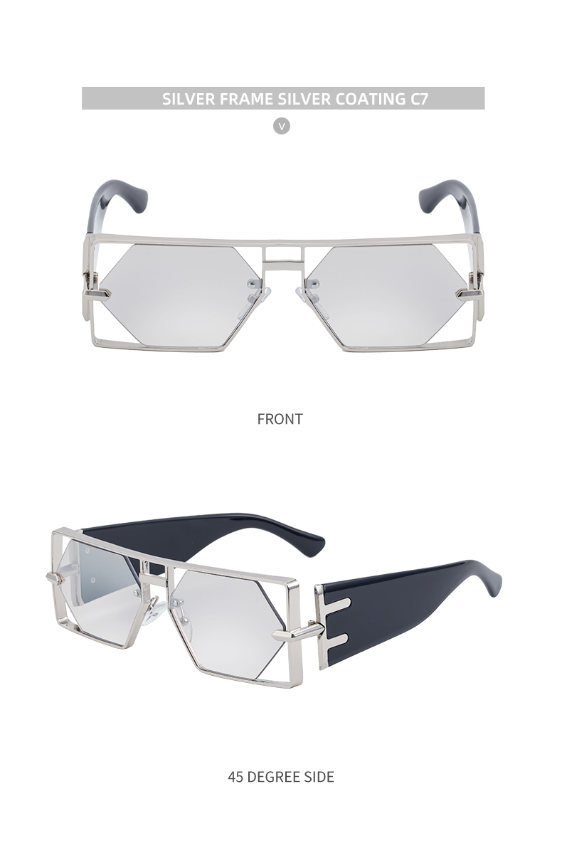 metal Custom Logo Rectangle Metal Frame Polygonal Lens UV400 Shades Sun Glasses Sunglasses for Women Men - Details 14