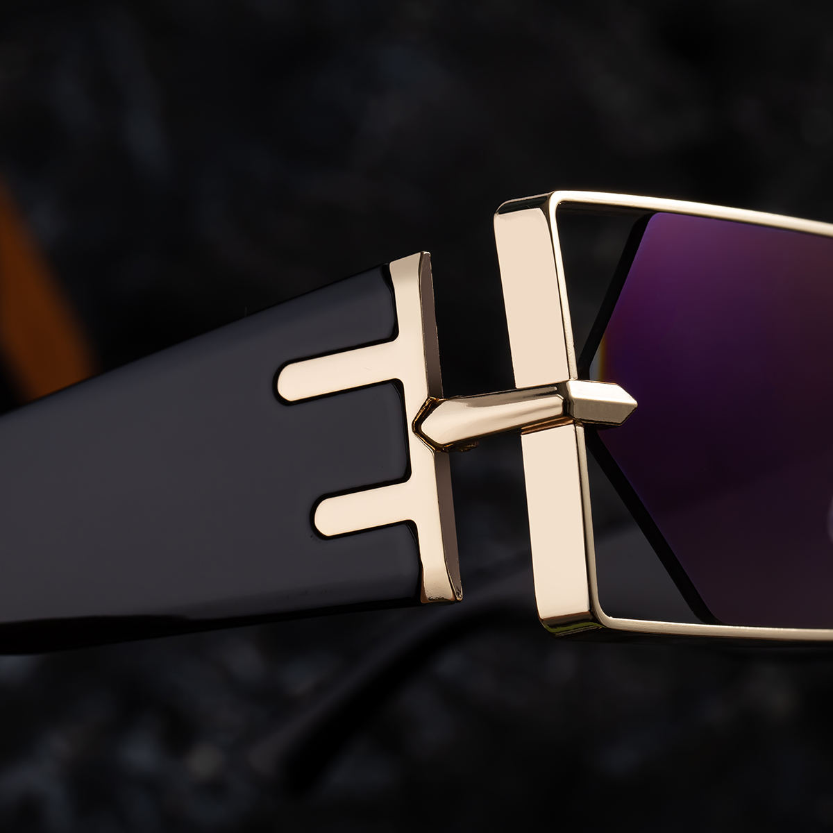 metal Custom Logo Rectangle Metal Frame Polygonal Lens UV400 Shades Sun Glasses Sunglasses for Women Men - View 3