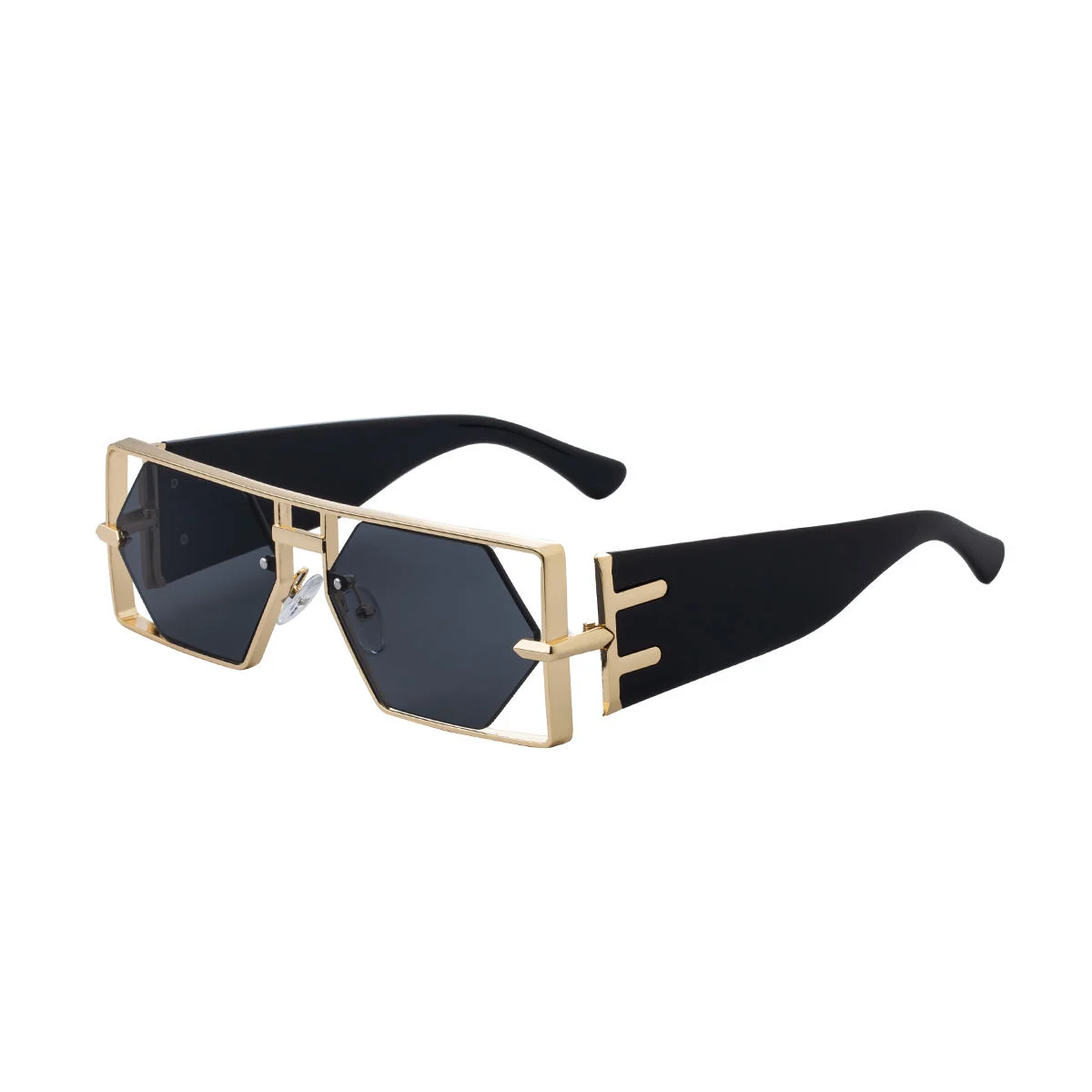 metal Custom Logo Rectangle Metal Frame Polygonal Lens UV400 Shades Sun Glasses Sunglasses for Women Men - View 4