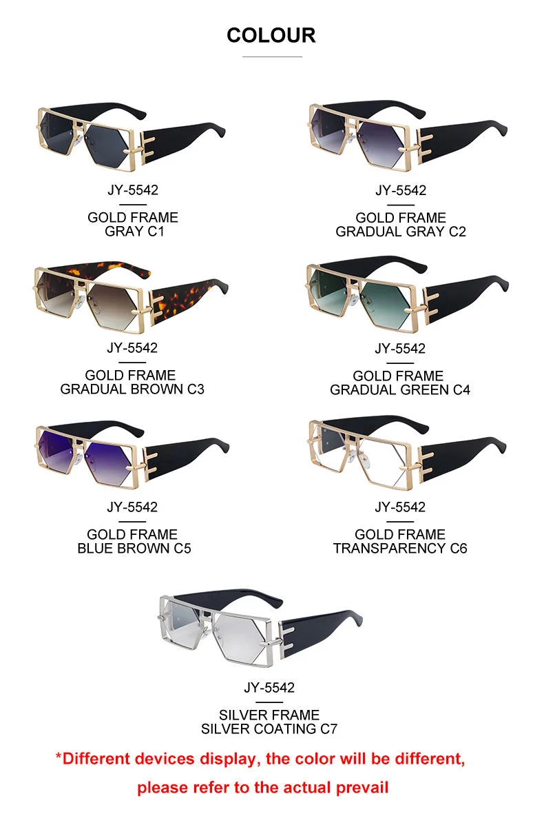 metal Custom Logo Rectangle Metal Frame Polygonal Lens UV400 Shades Sun Glasses Sunglasses for Women Men - View 5