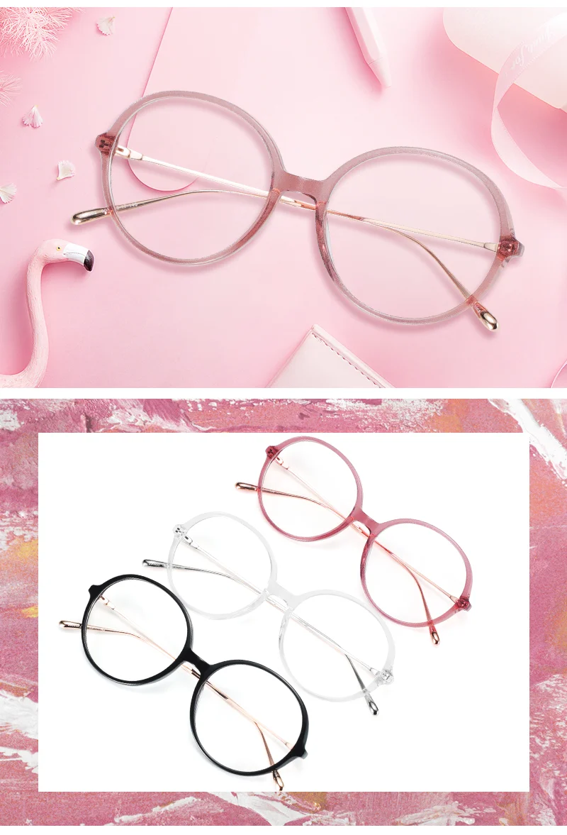  Metal Women Eyeglasses Latest Fashion Metal Frame Anti Blue Light Optical Glasses Retro Round Metal Computer Eyeglasses - Details 2