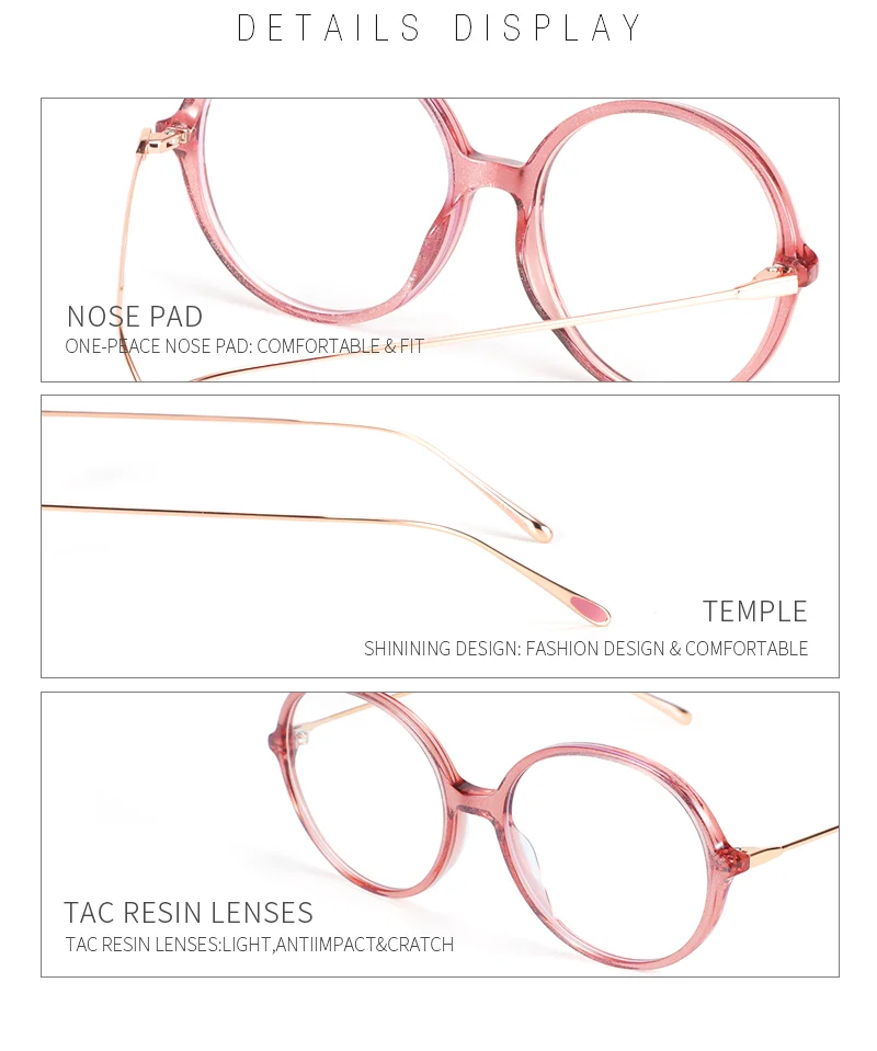  Metal Women Eyeglasses Latest Fashion Metal Frame Anti Blue Light Optical Glasses Retro Round Metal Computer Eyeglasses - Details 4