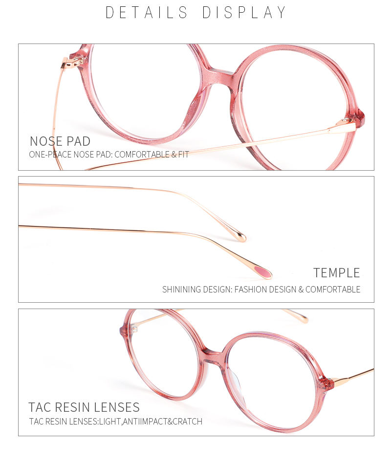 Metal Women Eyeglasses Latest Fashion Metal Frame Anti Blue Light Optical Glasses Retro Round Metal Computer Eyeglasses - View 4