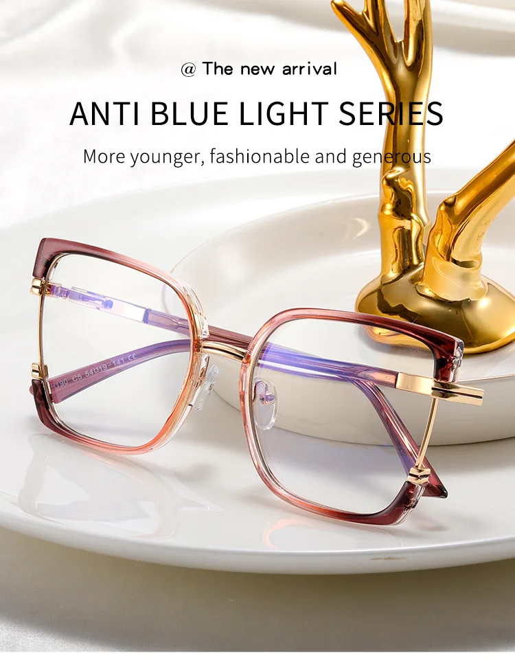  TR90+Metal 2025 New Women TR90+Metal Square Eyeglasses Frame Optical Anti-Blue Light Glasses Eyewear Colorful Fashionable Design - Details 1