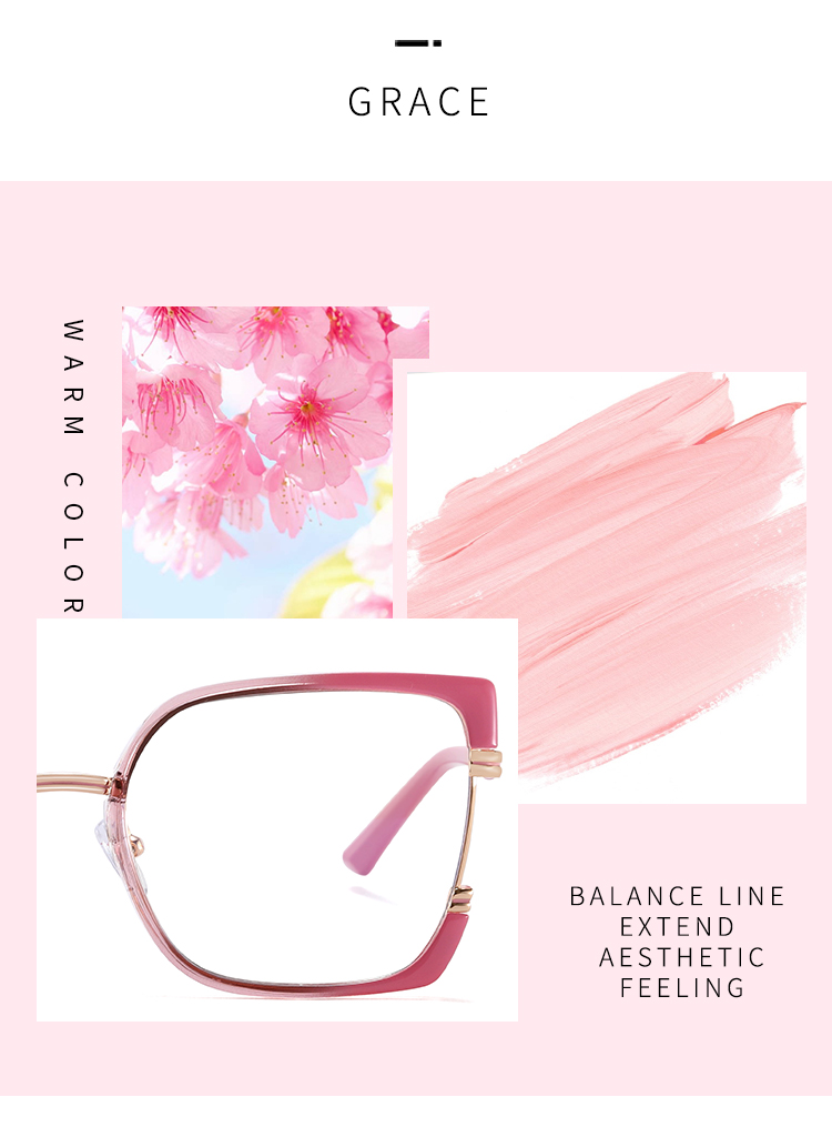 2025 New Women TR90+Metal Square Eyeglasses Frame Optical Anti-Blue Light Glasses Eyewear Colorful Fashionable Design Details and Specifications