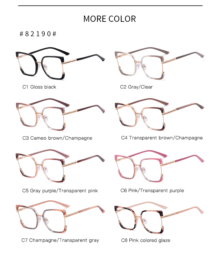 TR90+Metal 2025 New Women TR90+Metal Square Eyeglasses Frame Optical Anti-Blue Light Glasses Eyewear Colorful Fashionable Design - Details 10