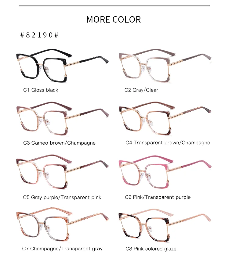  TR90+Metal 2025 New Women TR90+Metal Square Eyeglasses Frame Optical Anti-Blue Light Glasses Eyewear Colorful Fashionable Design - Details 10