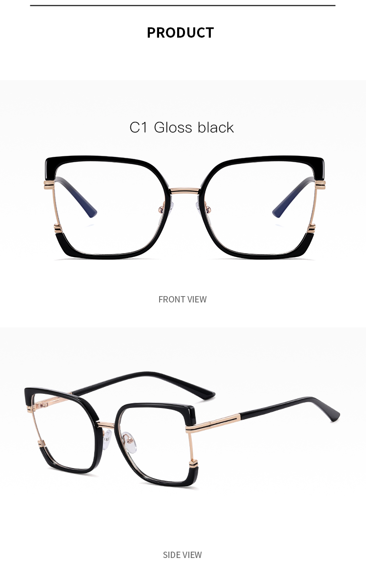 2025 New Women TR90+Metal Square Eyeglasses Frame Optical Anti-Blue Light Glasses Eyewear Colorful Fashionable Design Details and Specifications