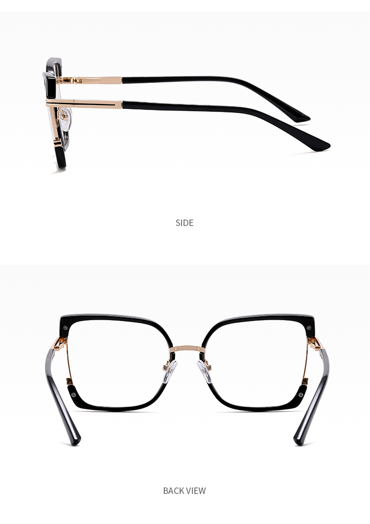 2025 New Women TR90+Metal Square Eyeglasses Frame Optical Anti-Blue Light Glasses Eyewear Colorful Fashionable Design Details and Specifications