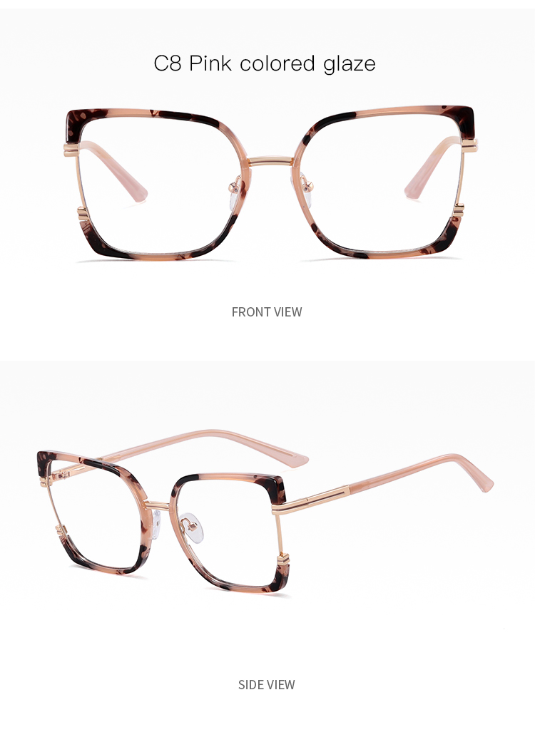 2025 New Women TR90+Metal Square Eyeglasses Frame Optical Anti-Blue Light Glasses Eyewear Colorful Fashionable Design Details and Specifications