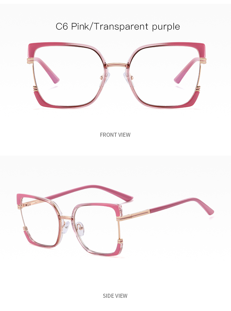 TR90+Metal 2025 New Women TR90+Metal Square Eyeglasses Frame Optical Anti-Blue Light Glasses Eyewear Colorful Fashionable Design - Details 14