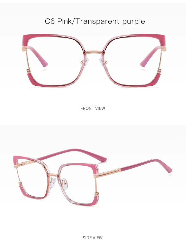 TR90+Metal 2025 New Women TR90+Metal Square Eyeglasses Frame Optical Anti-Blue Light Glasses Eyewear Colorful Fashionable Design - Details 14