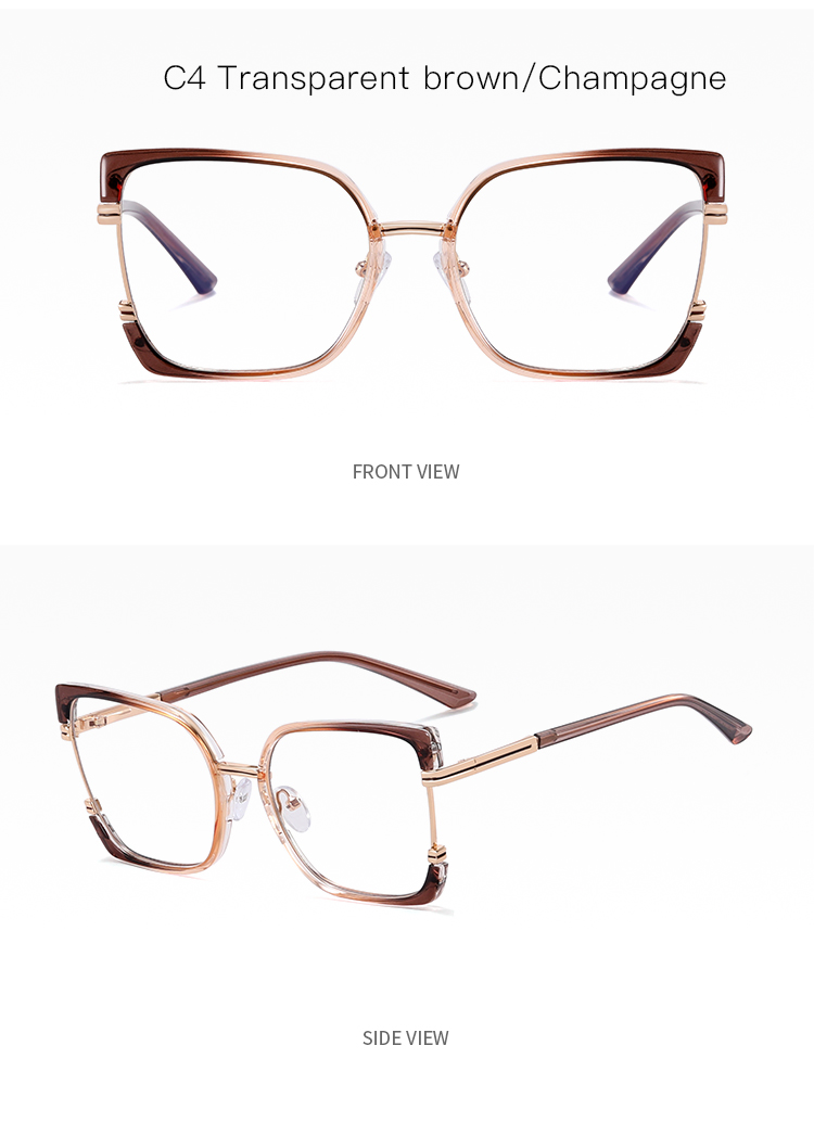 TR90+Metal 2025 New Women TR90+Metal Square Eyeglasses Frame Optical Anti-Blue Light Glasses Eyewear Colorful Fashionable Design - Details 15