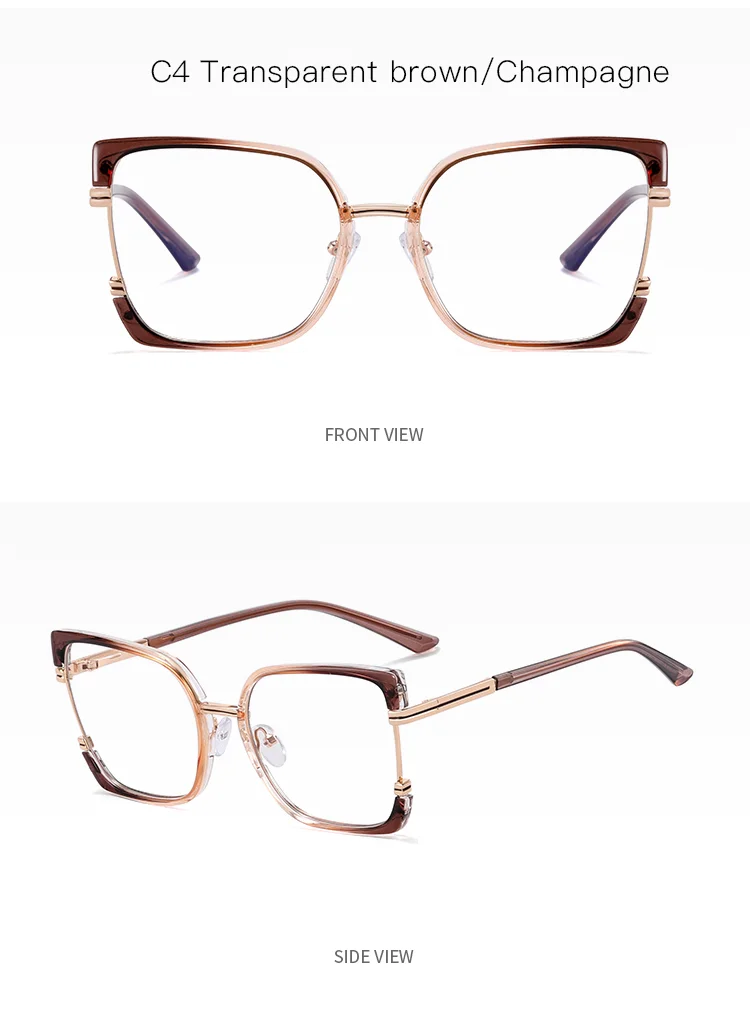  TR90+Metal 2025 New Women TR90+Metal Square Eyeglasses Frame Optical Anti-Blue Light Glasses Eyewear Colorful Fashionable Design - Details 15