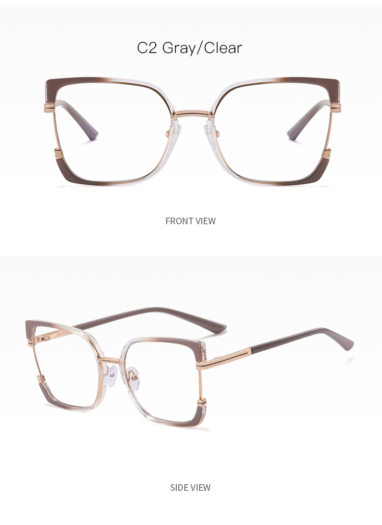 2025 New Women TR90+Metal Square Eyeglasses Frame Optical Anti-Blue Light Glasses Eyewear Colorful Fashionable Design Details and Specifications