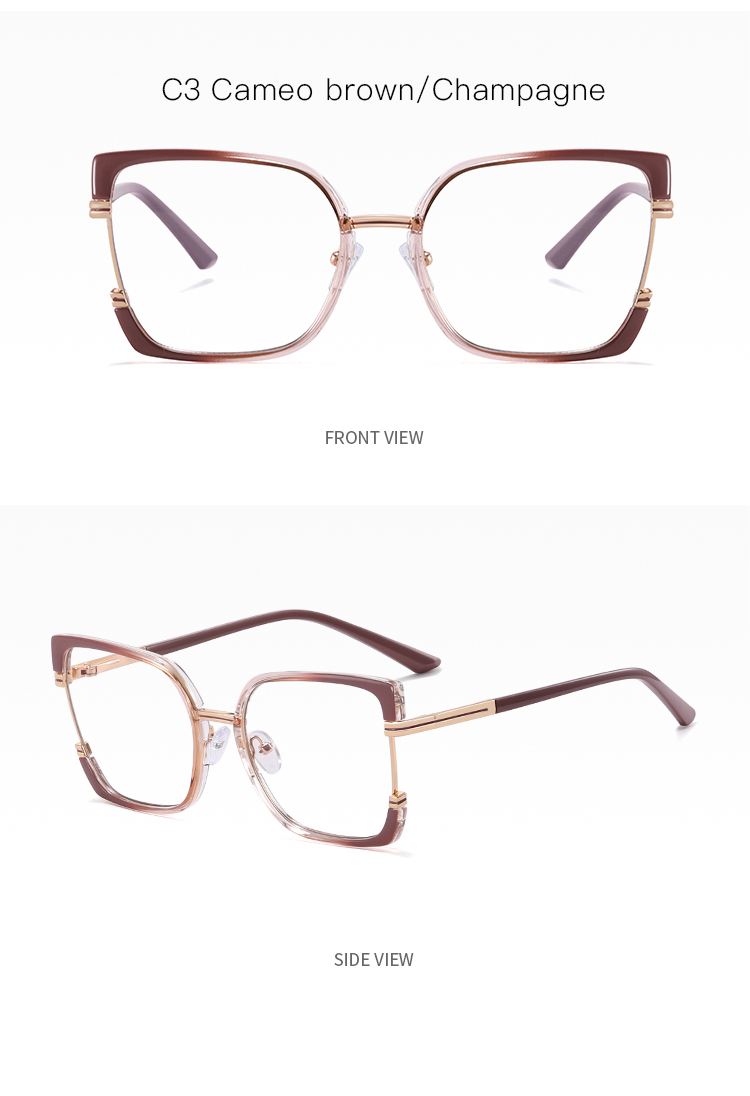 2025 New Women TR90+Metal Square Eyeglasses Frame Optical Anti-Blue Light Glasses Eyewear Colorful Fashionable Design Details and Specifications