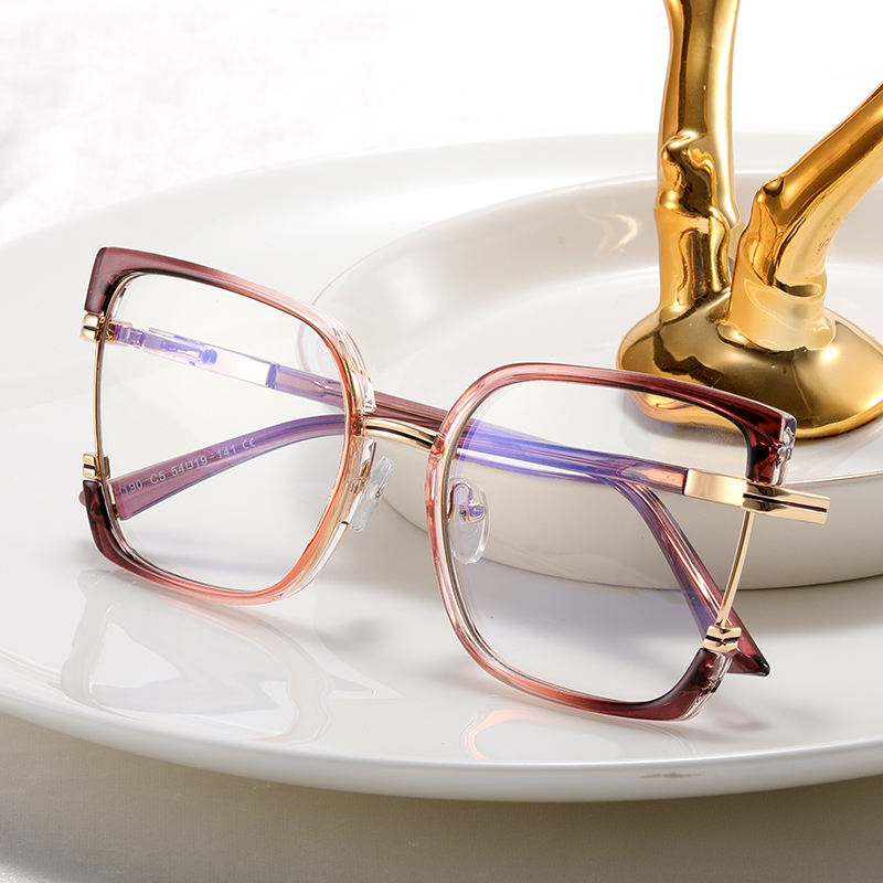 2025 New Women TR90+Metal Square Eyeglasses Frame Optical Anti-Blue Light Glasses Eyewear Colorful Fashionable Design