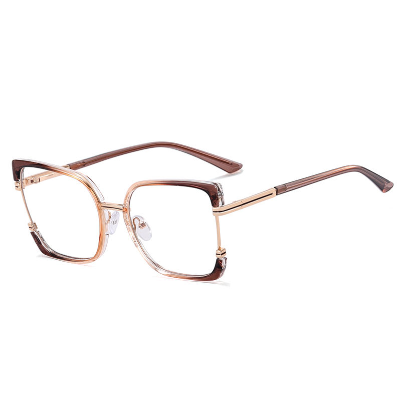 2025 New Women TR90+Metal Square Eyeglasses Frame Optical Anti-Blue Light Glasses Eyewear Colorful Fashionable Design Custom Eyewear