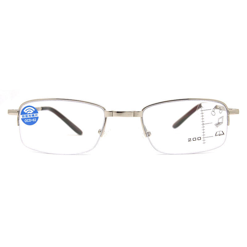 Men's Half-Rim Progressive Multifocal Reading Glasses Stainless Metal Folding Readers Custom Eyewear