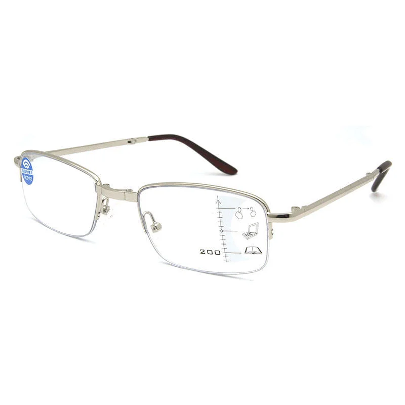 Custom Colors Stainless Men's Half-Rim Progressive Multifocal Reading Glasses Stainless Metal Folding Readers - View 3