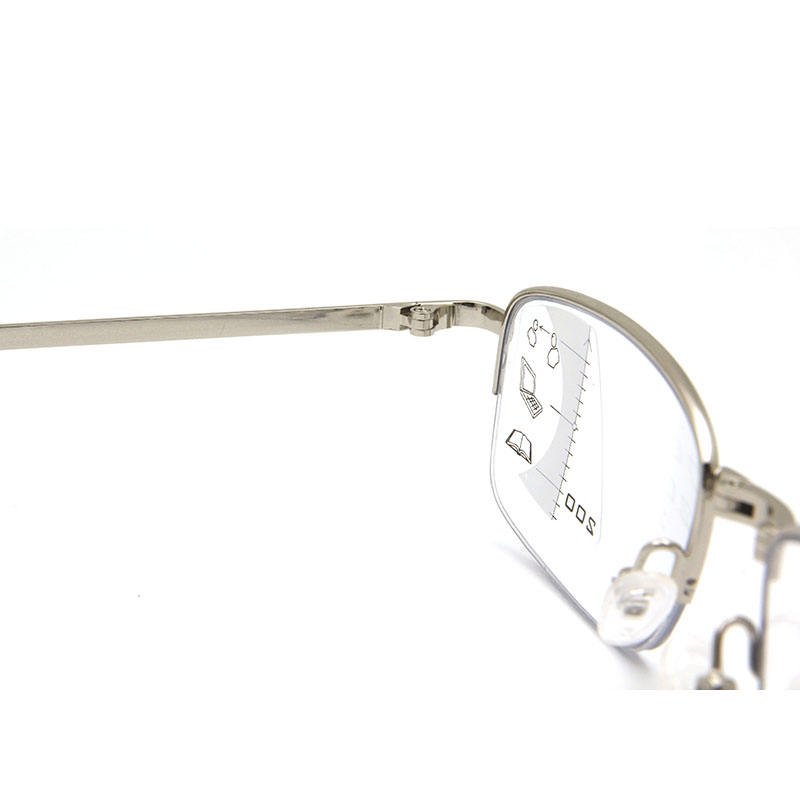 Men's Half-Rim Progressive Multifocal Reading Glasses Stainless Metal Folding Readers Custom Eyewear