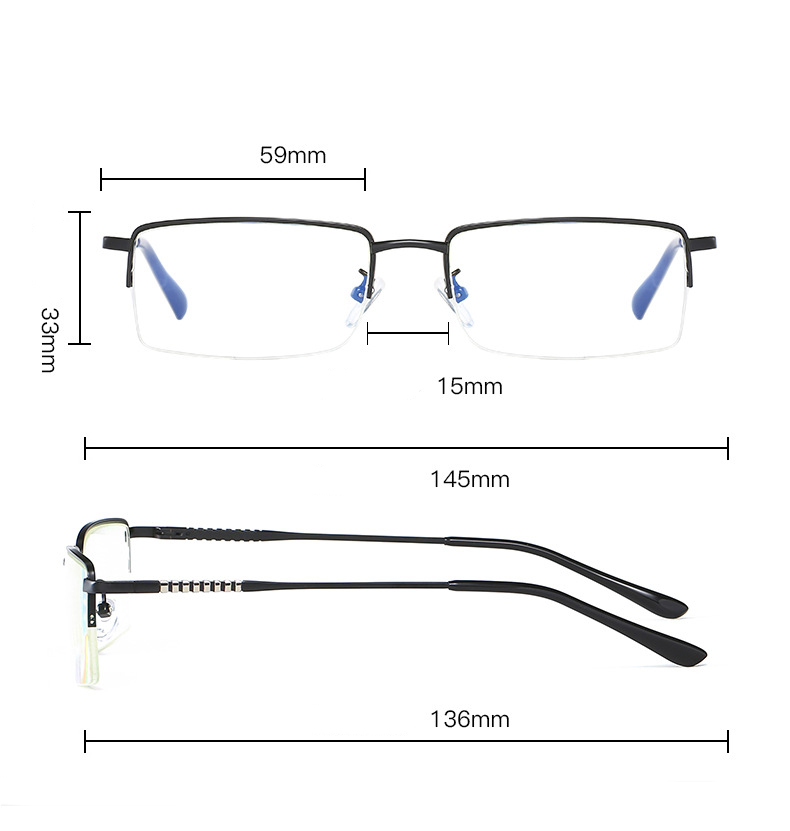 Silver, Black, Purple, Red, Gold Stainless 2025 Metal Half Frame Computer Readers Reading Glasses With Hlaf Rim Stainless Steel - Details 1