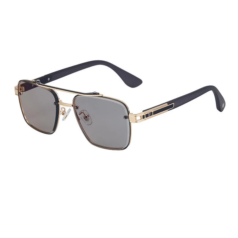 metal Wholesale Fashion Trendy Metal Double Bridge Frame UV400 Protection Shades Sunglasses for Men Rimless Top Flight Sun Glasses - View 4