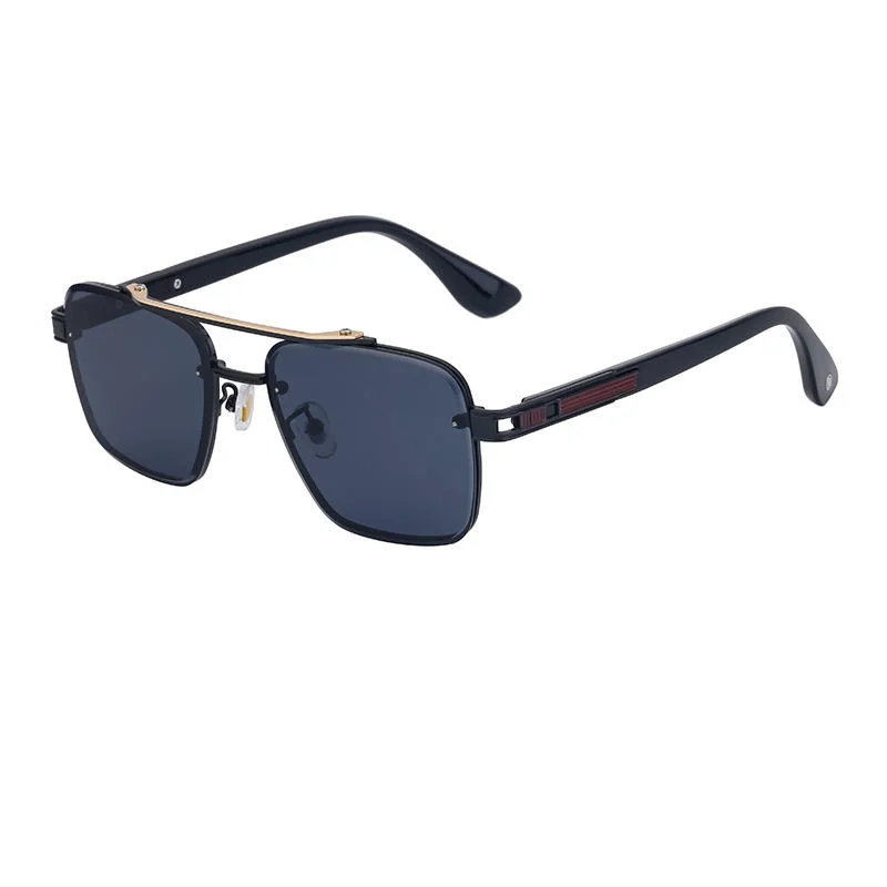 metal Wholesale Fashion Trendy Metal Double Bridge Frame UV400 Protection Shades Sunglasses for Men Rimless Top Flight Sun Glasses - View 5