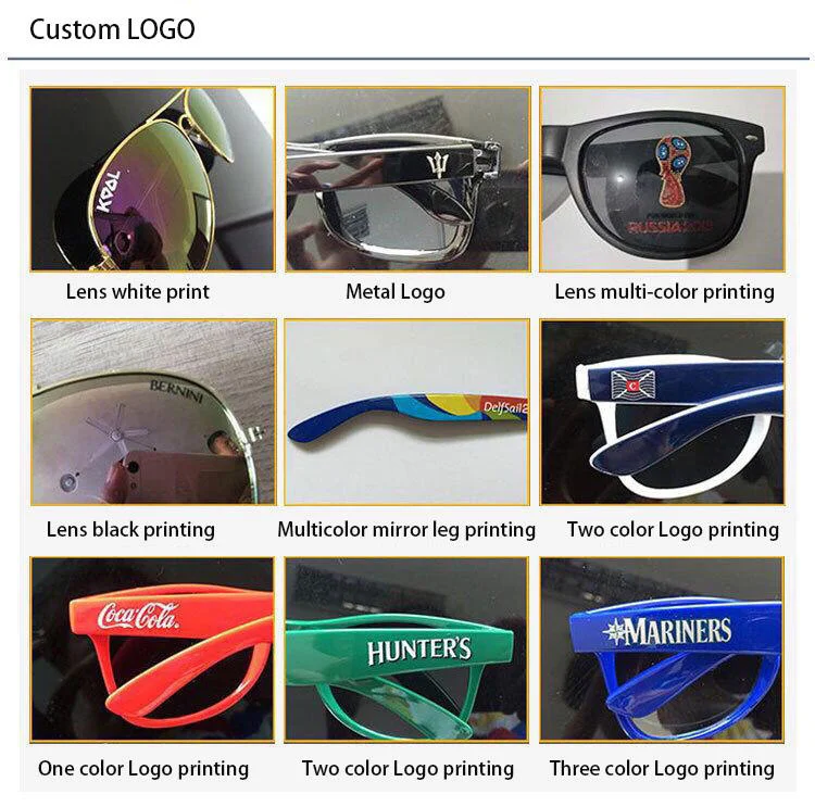   Wholesale Bulk Promotional Men Women Pc Frame Pc Lens Customer Custom Print logo Shades Sun Glasses Custom Sunglasses with logo - View 5