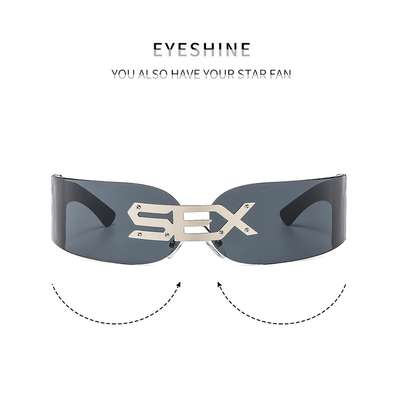  PC 2025 New Rimless Party Sunglasses for Men and Women Personality Glasses One Metal Decorative Glasseso - Details 1