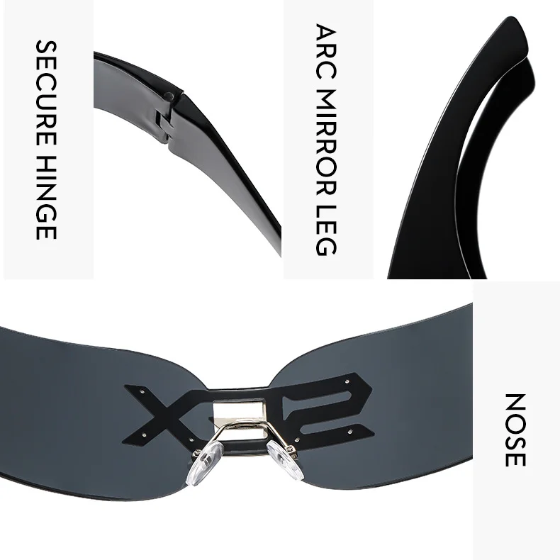  PC 2025 New Rimless Party Sunglasses for Men and Women Personality Glasses One Metal Decorative Glasseso - Details 5