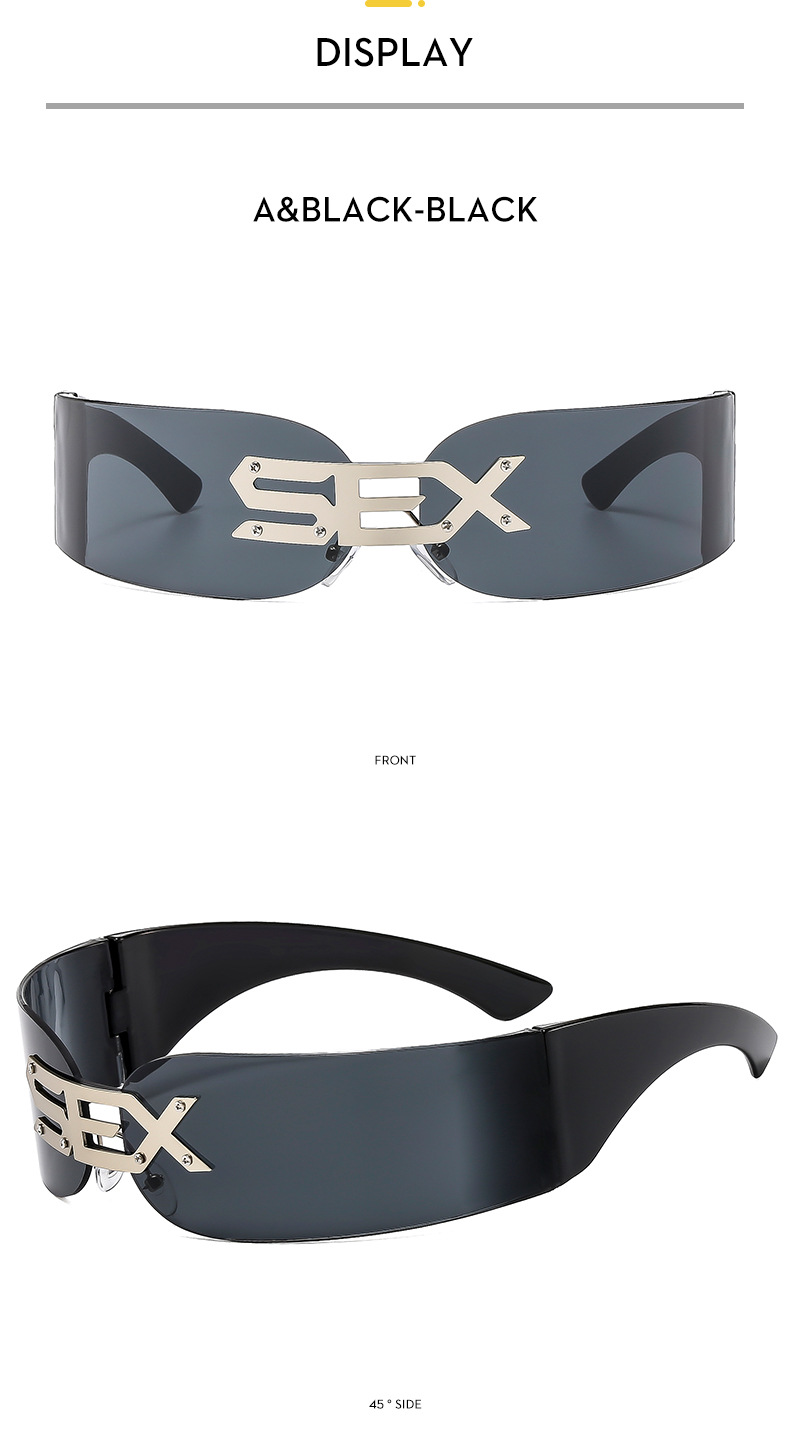 PC 2025 New Rimless Party Sunglasses for Men and Women Personality Glasses One Metal Decorative Glasseso - Details 7