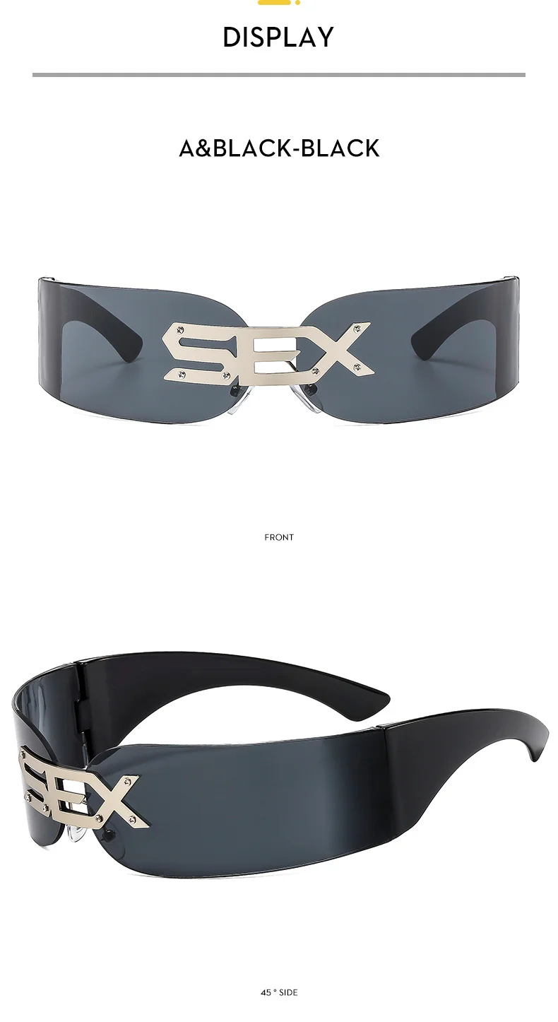 PC 2025 New Rimless Party Sunglasses for Men and Women Personality Glasses One Metal Decorative Glasseso - Details 7