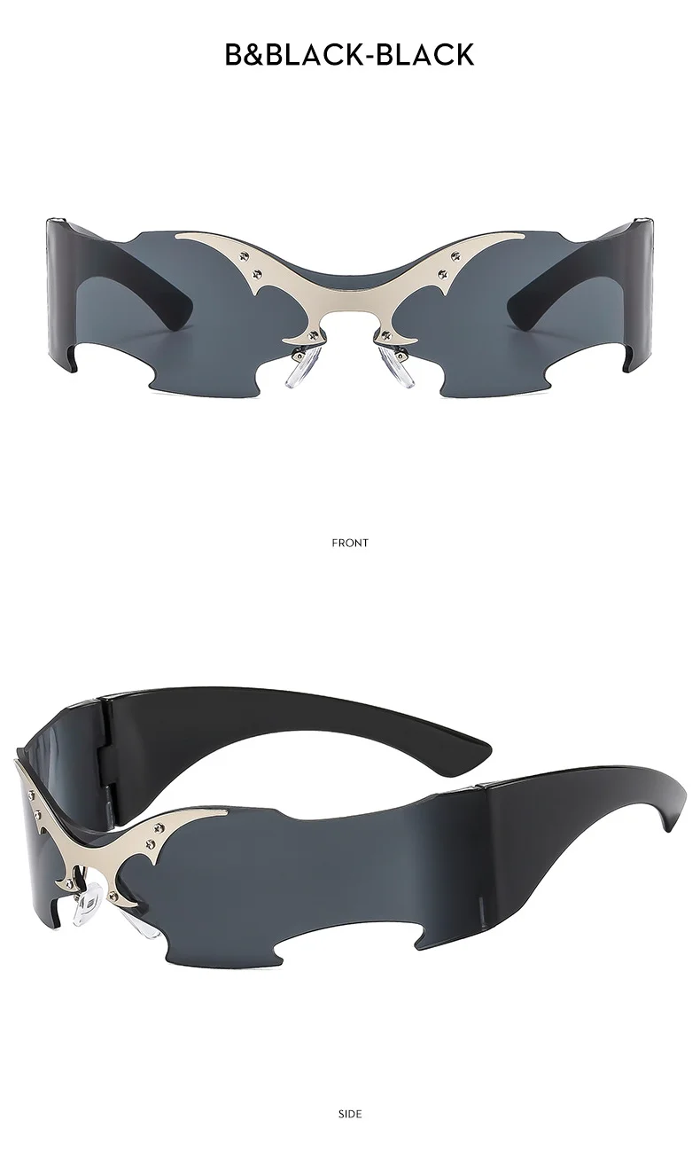 PC 2025 New Rimless Party Sunglasses for Men and Women Personality Glasses One Metal Decorative Glasseso - Details 10
